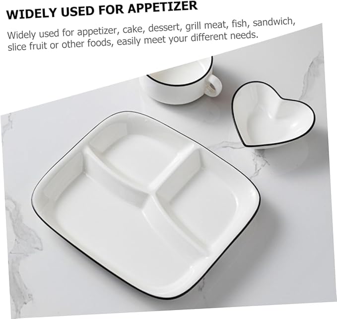 Ciieeo Diet Plate Compartment Square Dinner Plates Ceramic Serving Tray Party Breakfast