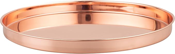 Restaurantware 12-inch Round Stainless Steel Serving Tray: Perfect for Bars Restaurants and Catered Events - Copper-Plated Party Tray for Cocktails and Snacks - 1-CT