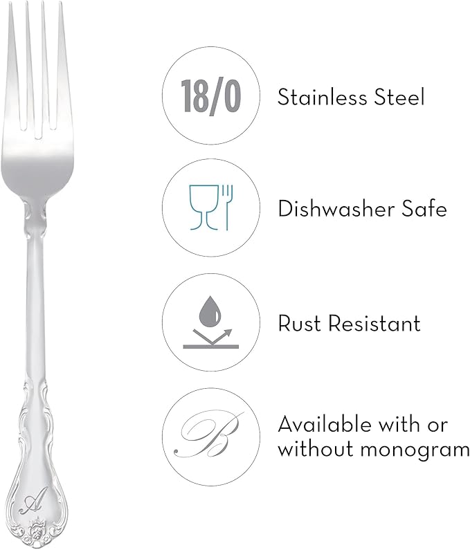 RiverRidge 46-Pc. Monogrammed Flatware, Service for 8, Bouquet Pattern - J