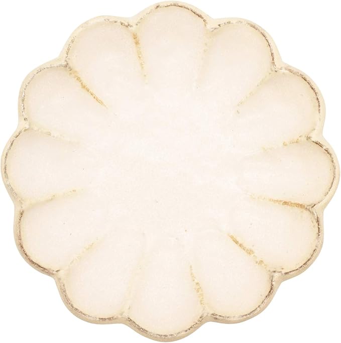 Mino Ware 555-0006 Kaneko Komohei Linka Plate, Medium Plate, White, Kneeling Flowers, Diameter Approx. 6.7 inches (17 cm), Microwave and Dishwasher Safe, Made in Japan