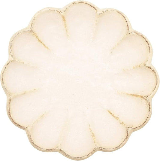 Mino Ware 555-0006 Kaneko Komohei Linka Plate, Medium Plate, White, Kneeling Flowers, Diameter Approx. 6.7 inches (17 cm), Microwave and Dishwasher Safe, Made in Japan