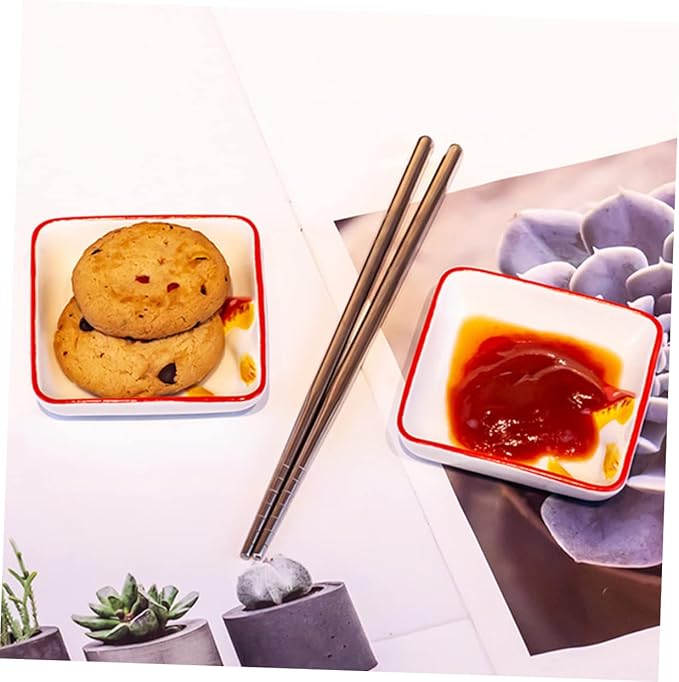 ABOOFAN 2pcs Mushroom Ceramic Sauce Dishes Condiment Plate Dish Seasoning Plate for Cottagecore Kitchen
