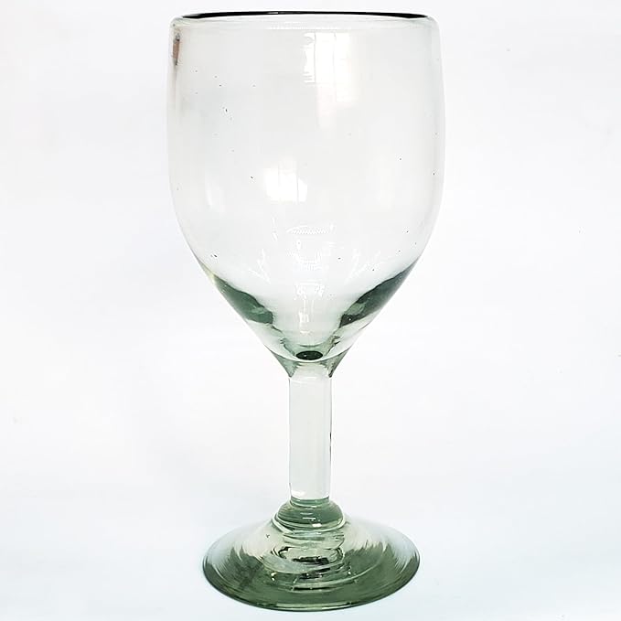 MexHandcraft Clear 13 oz Wine Glasses (set of 6), Recycled Glass, Lead-free, Toxin-Free (13 oz Wine)