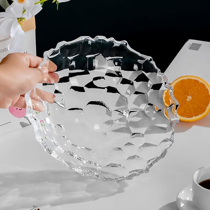 2 Pack Glass Fruit Bowl, Fruit Basket Holder, Crystal Fruit Bowl, Dessert Plate,Decorative Pedestal Bowl,for Table Décor for Home,Office, Wedding Decor, Fruit, Snack, Dessert(Large,Amber)