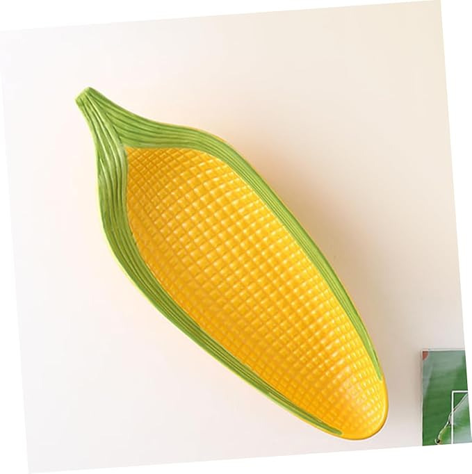 Cabilock Ceramic Corn Trays Handpainted Corn Cob Dinnerware for Bbq and Family Meals Unique Dipping Plate for Appetizers and Desserts Whimsical Serving Dish for Parties