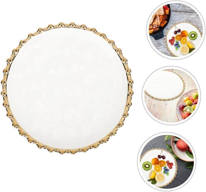 Double Ceramic Fruit and Appetizer Plate White Salad Dish for Party Serving Side Dish Tray for Dessert Pasta and Snacks in Home Restaurant