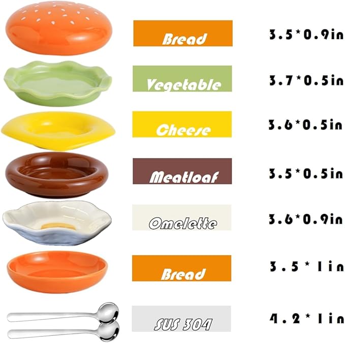 Burger 6-layer Mini Plates Sushi Dip Starter Dessert Snack Plate 8-piece Combination Set