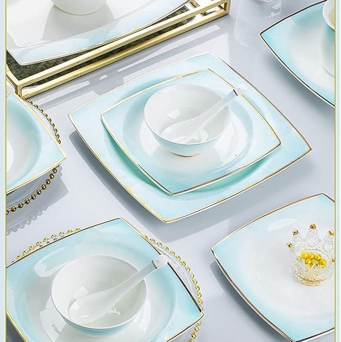 Dinnerware Sets - Luxury Dishes Service Set, 56/60Pcs Ceramic Dinnerware Set Bone China Tableware Dishes Plates Ceramic Combination Dinner Service Set Diner Set,60 Pieces