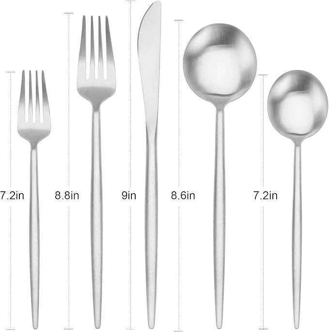Matte Silverware Set BEGEEL,Satin Finish 20 Piece Stainless Steel Flatware Set,Service for 4,Metal Tableware Cutlery Set,Kitchen Dinnerware Utensils Sets for Home and Party,Dishwasher Safe