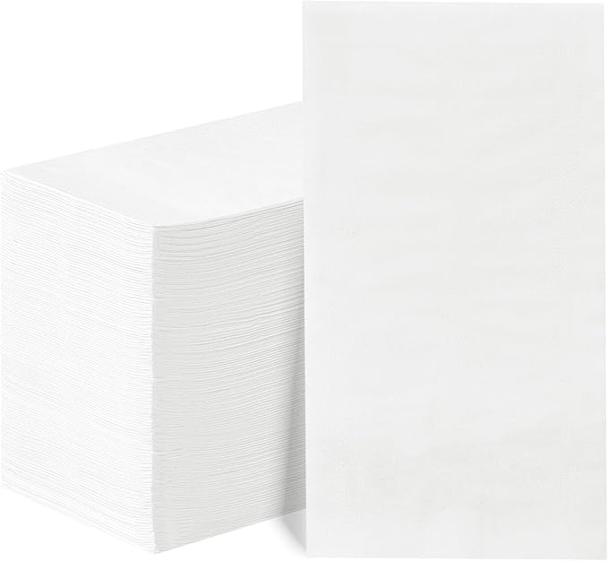 BESTVIP 100 Pack Disposable Paper Napkins,3-Ply White Dinner Napkins for Guests,Bathroom Paper Hand Towels Soft and Absorbent,Perfect for Christmas,Kitchen,Dinner,Party,Wedding or Event