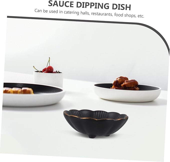 Unique Design Ceramic Plate Black Mini Bowl for Appetizers Salad Sauce for Catering Restaurant
