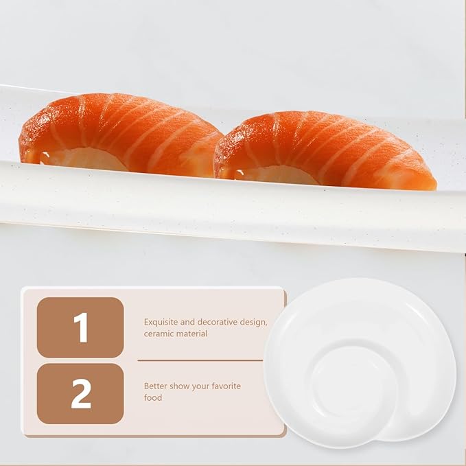 Divided Dumpling Plate with Sauce Compartment 6.49X5.78In Ceramic Food Server Tray for Snacks Appetizers and Breakfast Serving