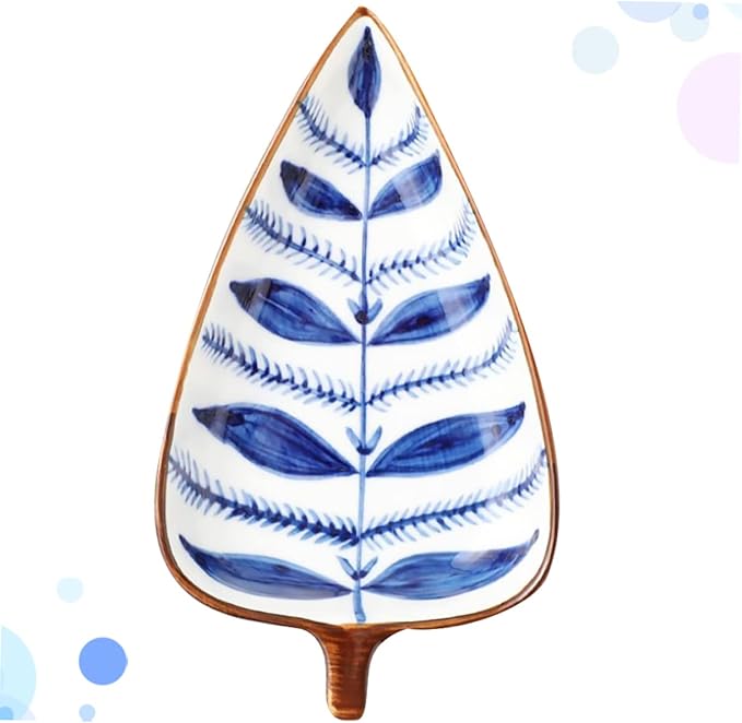 Leaf Shaped Ceramic Appetizer Plates Versatile Food Sauce Dish for Condiments Fruits and Snacks for Home Parties Camping and Outdoor Bbq Random Pattern