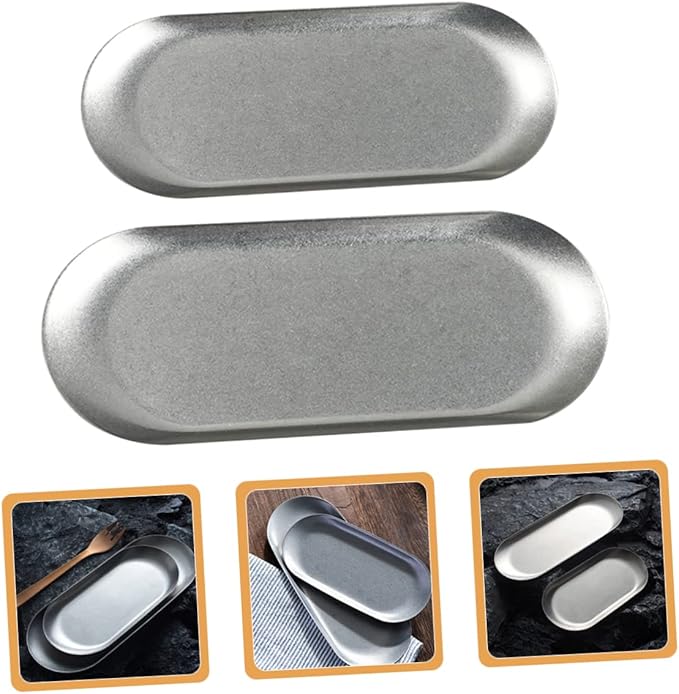Stainless Steel Dinner Plate Divided Serving Platter Silver Trays for Serving Vintage Gold Tray Metal Plates for Eating