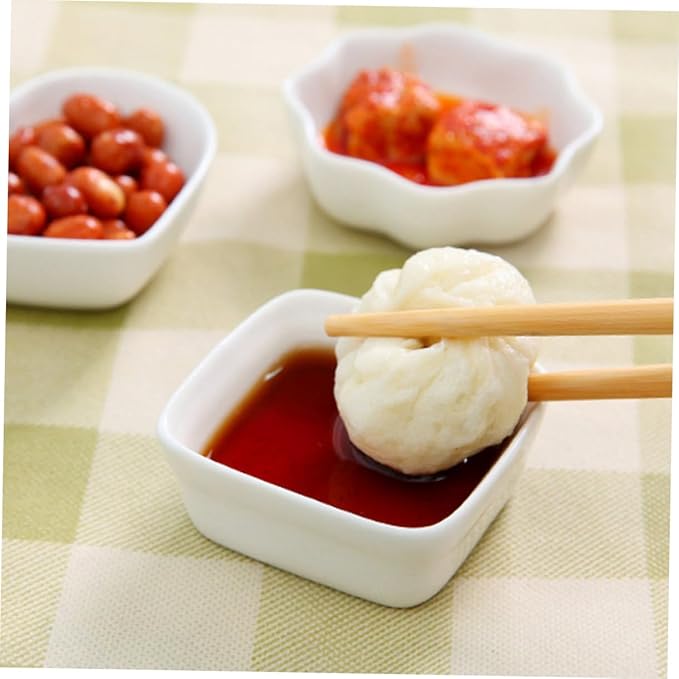 ABOOFAN 2pcs Japanese Style Ceramic Dishes Seasoning Sauce Plates Dipping Bowls Set for Appetizers Sides Desserts