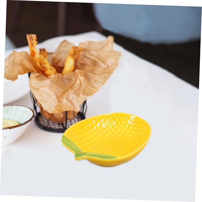 Ceramic Corn Dish for Dipping Sauce Appetizer Plate Unique Serving Tray