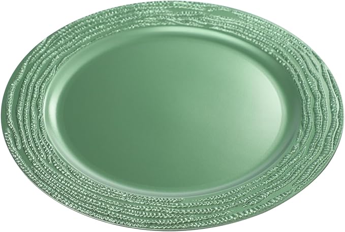 100 Pack Chargers for Finner Plates, 13 Inch Plastic Round Bright Charger Plates Bulk, Wedding Decoration for Table Setting Wedding Party Event Tabletop (Green)
