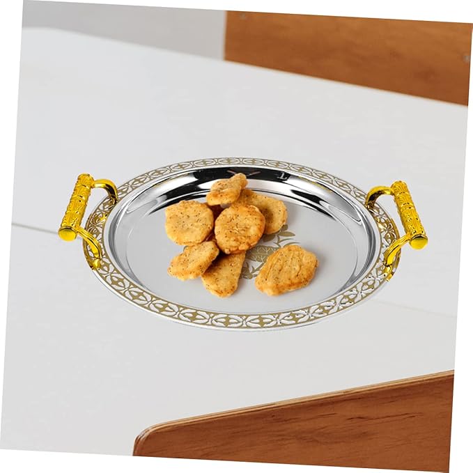 IMIKEYA Decorative Tray Gold Pattern Serving Dish Multi-Functional Snack Storage Plate Home Supplies Tea Cup Tray
