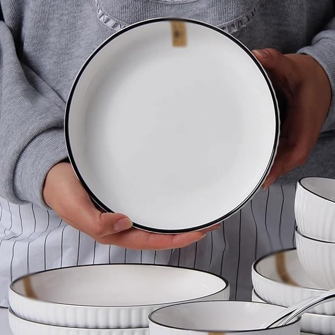 SONGCHAO Party Supplies Ceramic Plate Household Dish Plate Chinese Dinner Plate Set Ceramic Dish Plate Salad Plate Fruit Plate Party Plates (Color : 7inch, Size : 6pcs)