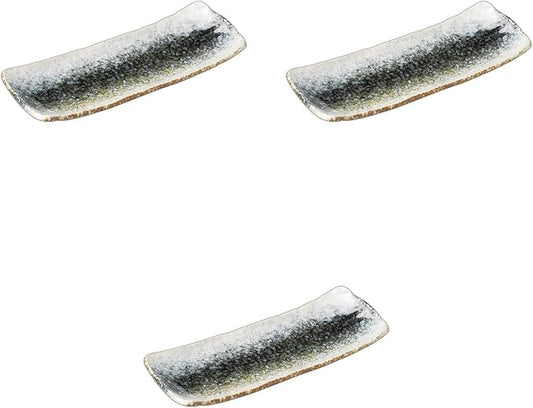 Setomonohonpo Set of 3 Meorikawa Serving Plates, 9.1 x 3.5 x 1.0 inches (23.2 x 8.9 x 2.6 cm) | Appetizer Plate, Reinforced Porcelain
