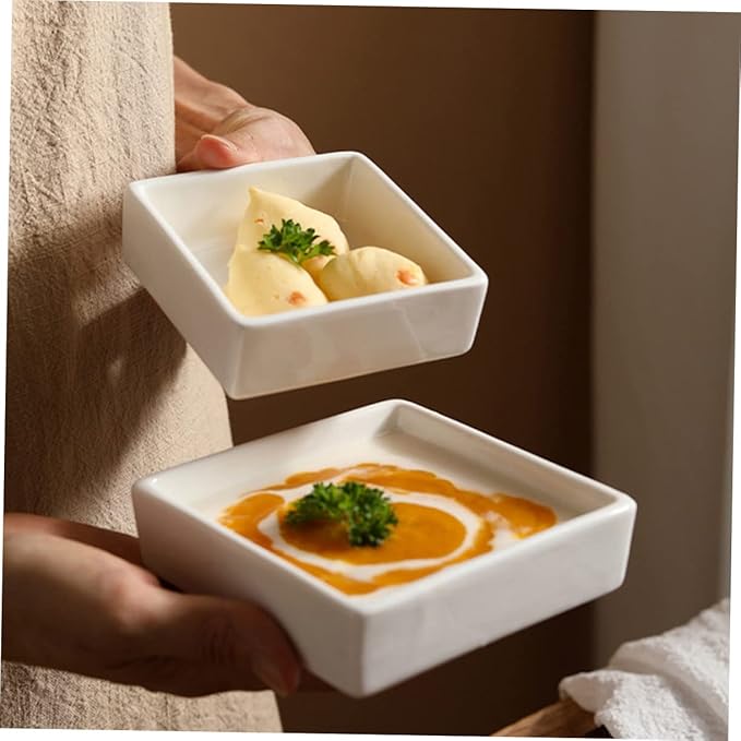 LIFKOME 2pcs Sauce Dishes Square Serving Plates for Snacks Dipping Sauces Stylish Kitchen Gadgets Craftsmanship