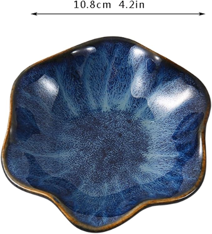 Appetizer Bowls Ceramic Lotus Leaf Plate Bone Plate, Ceramic Sauce Dish Plates for Snack Sushi Ketchup Condiments Appetizer Dessert. Salad Bowls (Color : Brass)