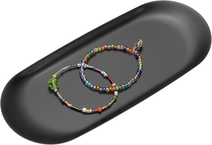 uxcell Square Serving Trays, 8.98" Stainless Steel Decorative Jewelry Dish, Small Vanity Tray for Bathroom Aromatherapy Candle Drink Plate,Black