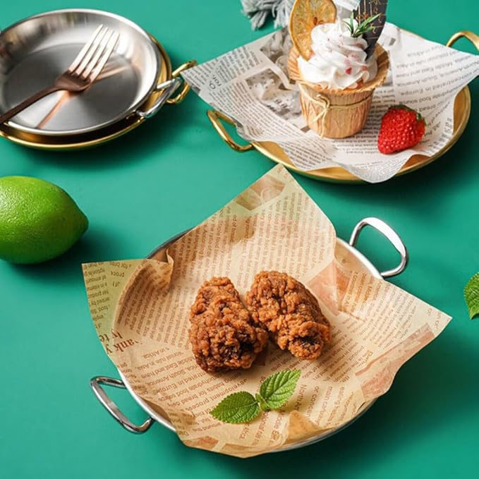 Ciieeo Metal Tray Stainless Steel Round Plate Dish Dessert Plate with Double Handles Snack Appetizer Tray Noodle Bowl Salad Serving for Home Restaurant Camping Silver