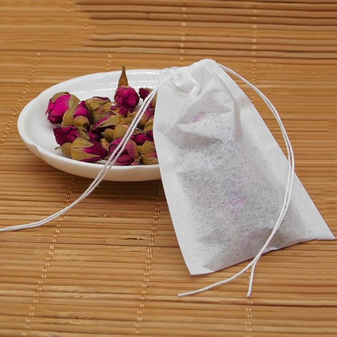 Numola Disposable Drawstring Tea Filter Bags, Empty Tea Bags Corn Fiber Natural Material Tea Infuser Bag for Herb & Tea Loose Leaf Tea 200 Pcs (4.2" x 3.2")