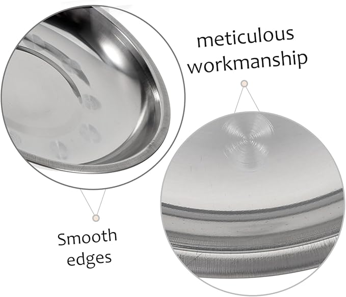 PRETYZOOM 6pcs Stainless Steel Round Plates Deep Serving Trays for Fruit Pasta Bbq Silver Dinnerware for Home Camping and Parties