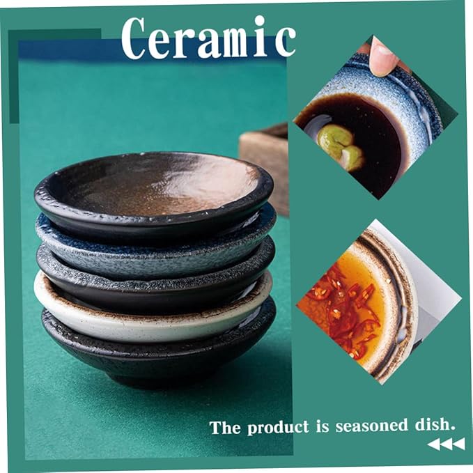 OUNONA 5pcs Dipping Plates Ceramic Sauce Dishes Seasoning Bowls for Appetizers Desserts Easy to Carry