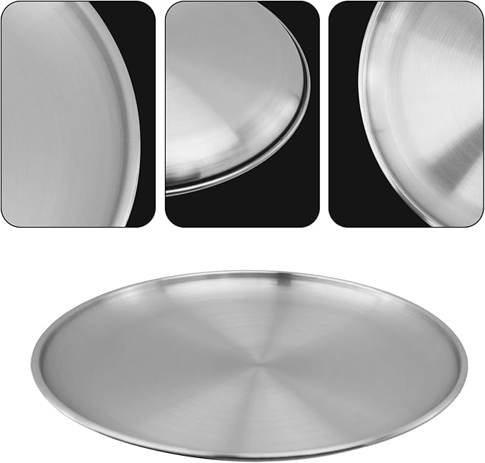 Antrader Silver Stainless Steel Tray,Round Serving Tray for Coffee Table Living Room,Bathroom