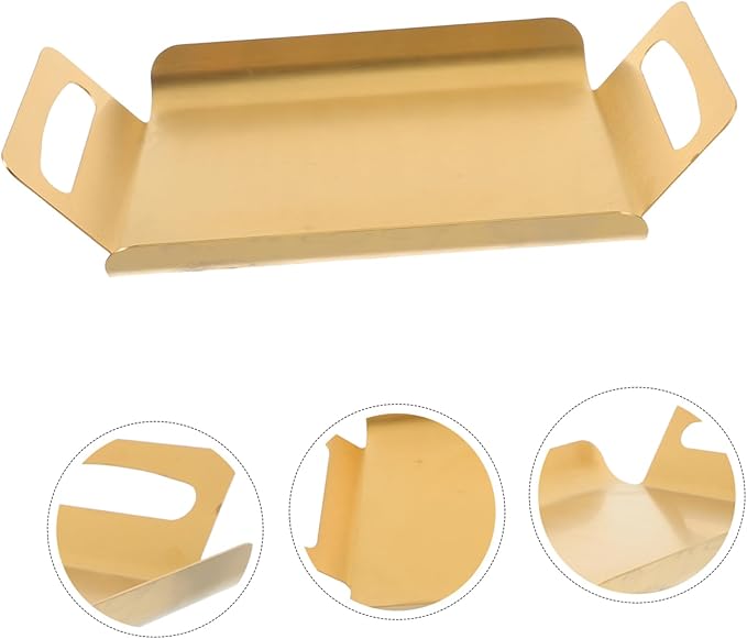 Healifty Stainless Steel Serving Tray with Handles Versatile Buffet Platter for Desserts BBQ and Tea Elegant Thickened Design Finish for Home and Restaurant Use