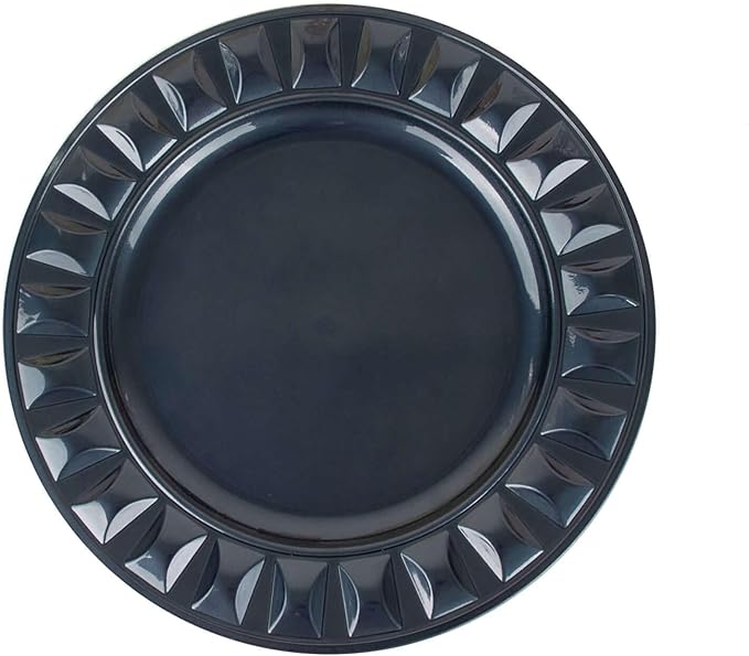 Efavormart 6 Pack | 13" Navy Blue Round Bejeweled Rim Plastic Dinner Serving Trays, Disposable Charger Plates