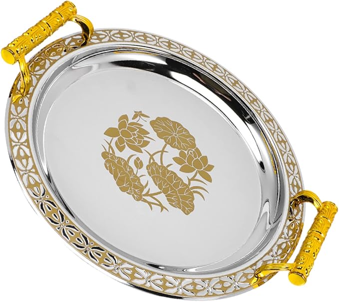 IMIKEYA Decorative Tray Gold Pattern Serving Dish Multi-Functional Snack Storage Plate Home Supplies Tea Cup Tray