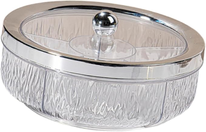 Serving Tray Container Rotating Snack Plate Dried Nuts Platter for Kitchen Entertaining, silver ball