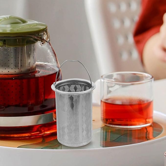 PRETYZOOM Stainless Steel Tea Infuser Basket with Handle 3.5 Inch Compact Replacement Filter for Loose Leaf Tea Brewing in Teapots and Cups
