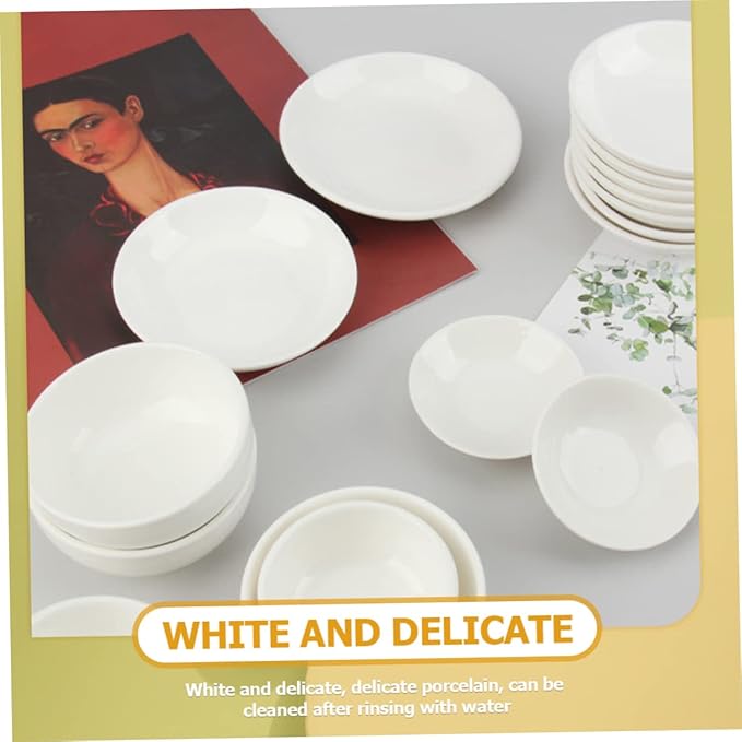 Cabilock 2Pcs White Ceramic Dipping Plate Condiment Dish for Appetizers and Sauces and Stable Design for Electric Oil Aromatherapy Warmers and Home Decor