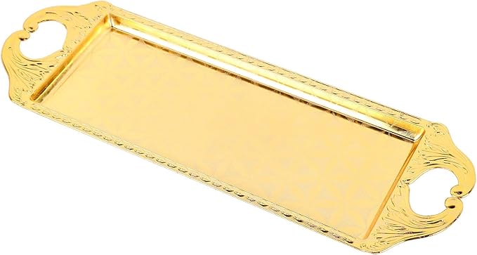 Rectangular Metal Tray, Small Elegant Decorative Serving Tray, Silver - Durable Premium Metal, Multipurpose for Veggie Tray, Coffee Table, Fruit Display