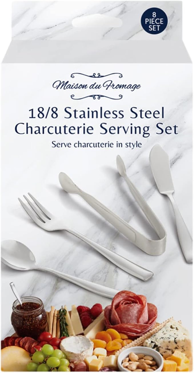 HIC Kitchen Charcuterie Serving Tool Set, 18/8 Stainless Steel, 8-Piece Set