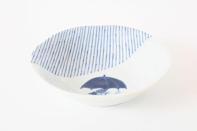 Mino ware Japanese Ceramics Pair Round Plate Japanese Cat (set of two) made in Japan GBS228 (Small Deep, Umbrella)