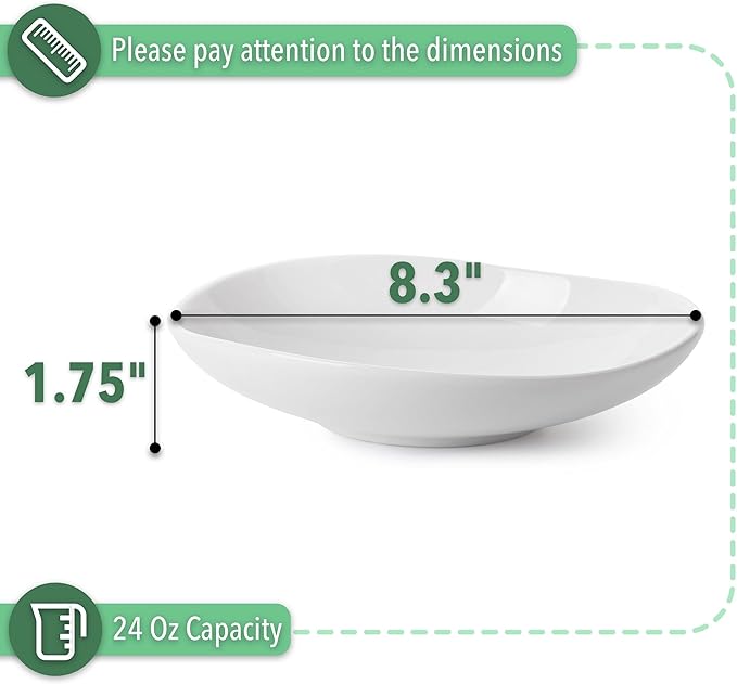 BTaT- Porcelain Serving Bowls, Triangular, 24 Oz, Set of 4, Pasta Bowls, Large Serving Bowls