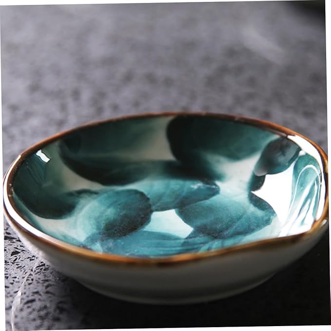 2PCS Handcrafted Ceramic Plates Small Handpainted Snack Dishes for Boys and Girls Retro Japanese Style Sauce and Dipping Bowls for Appetizers and Condiments