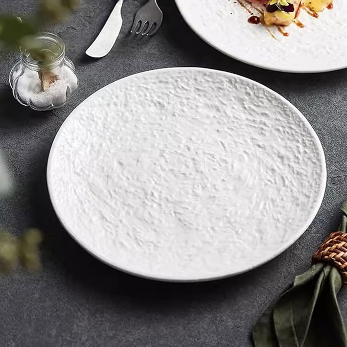 SONGCHAO Party Supplies Household White Salad Plate Ceramic Dinner Plate Kitchen Shallow Plate Flat Plate Restaurant Steak Western Plate Party Plates (Color : 20cm)