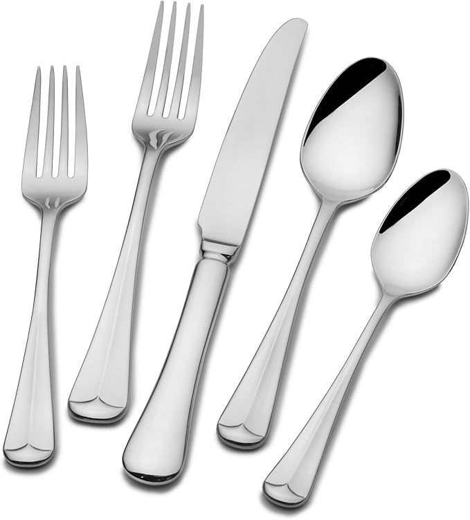 St. James Italian Bistro 65pc 18/10 Stainless Steel Flatware Set Service for 12 + Hostess