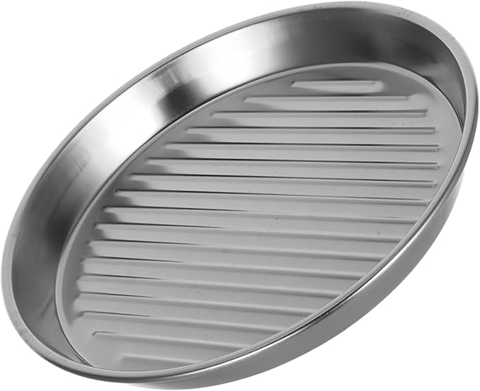 Mobestech Stainless Steel Round Serving Tray Seafood Platter for Bbq and Snacks Elegant Silver Cooking Utensil for Home Parties and Outdoor Cooking Easy to Clean and Stackable