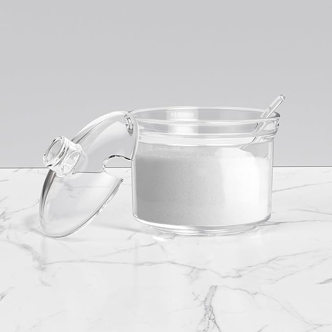 Sugar Container with Lid and Spoon,Sugar Bowl Acrylic Jar for Coffee Bar Accessories Coffee Canister Kitchen Decor (Large)