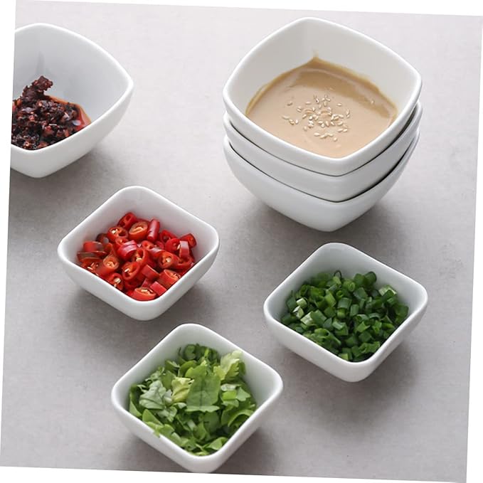 8pcs Heavy Duty Ceramic Appetizer Plates Sauce Dishes for Dipping Spice Bowl Kitchen Supplies