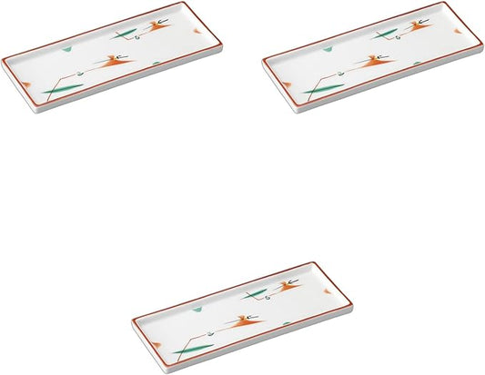 Setomonohonpo Set of 3, Akao Tsuyoku Plate, 8.3 x 3.2 x 0.8 inches (21.1 x 8.2 x 2 cm) | Appetizer Plate, Porcelain