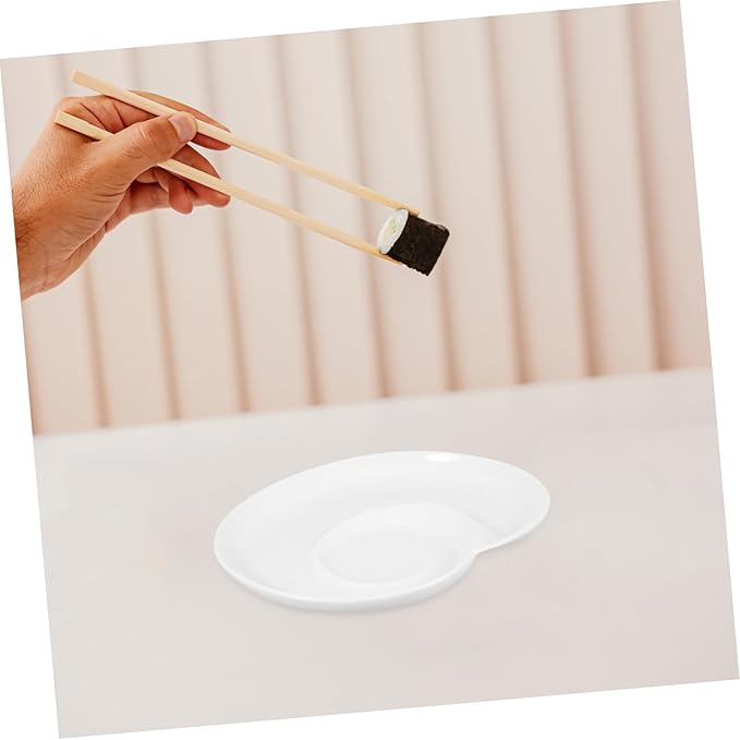 STOBAZA Divided Dumpling Plate Ceramic Snack Serving Tray with Sauce Compartment Unique Shell Design for Appetizers for Parties Banquets and Everyday Use